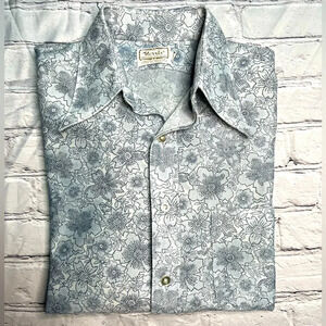 NORRIS Comfort Fit Traditional Shirt Tailors Blue Floral Shirt - 16 1/2-33